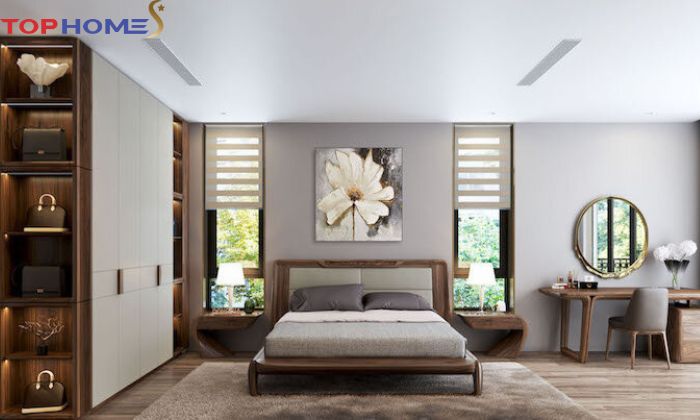 Thiết kế nội thất phòng ngủ hiện đại kết hợp với các hình khối cơ bản