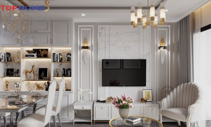 Thiết kế đồ nội thất phòng khách mang phong cách tân cổ điển